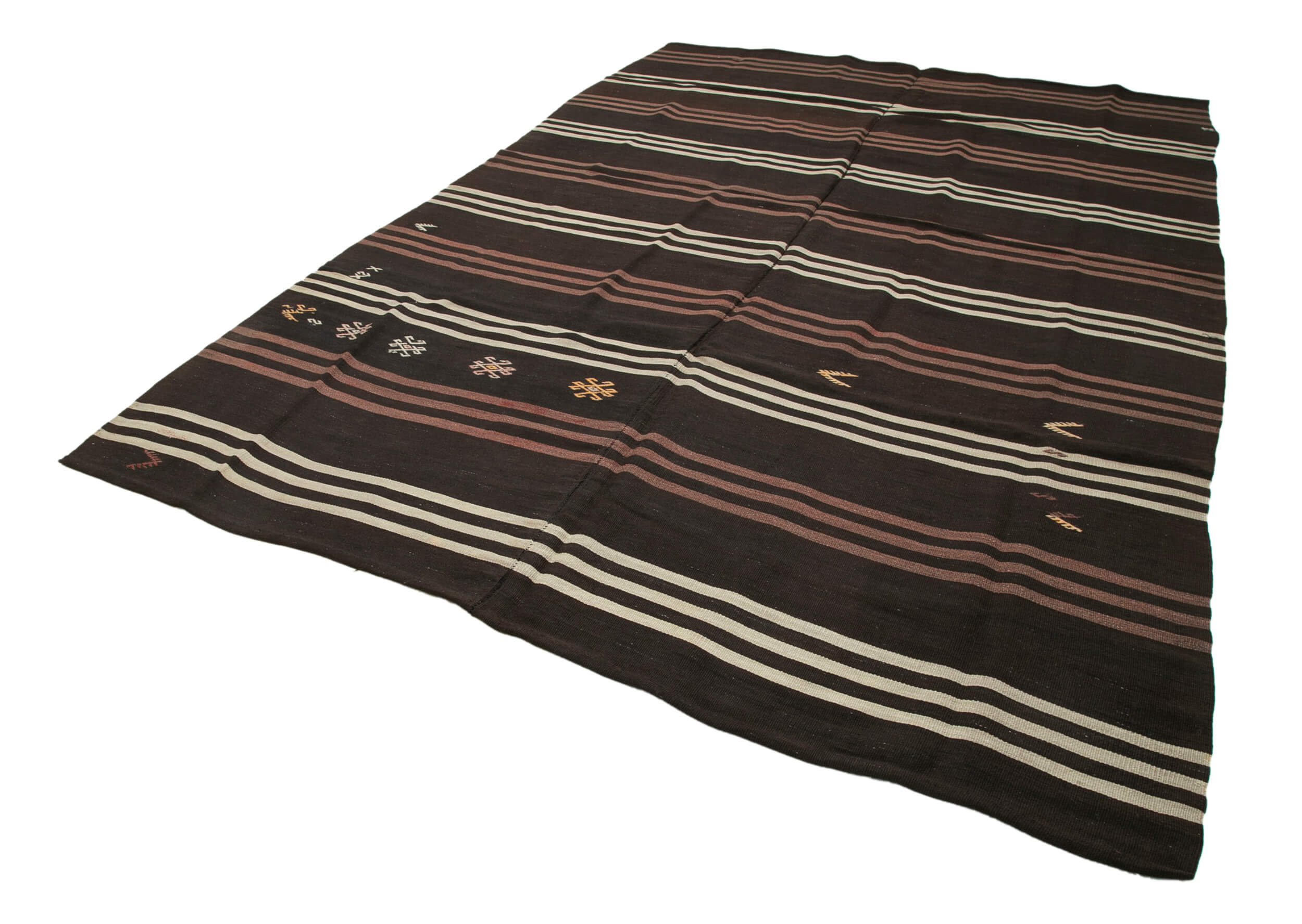 7x11 Brown Vintage Turkish Kilim Rug - 35387