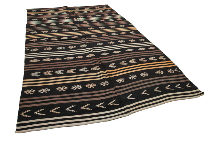 6x11 Brown Vintage Turkish Kilim Rug - 35389