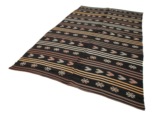 6x11 Brown Vintage Turkish Kilim Rug - 35389