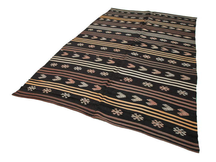 6x11 Brown Vintage Turkish Kilim Rug - 35389