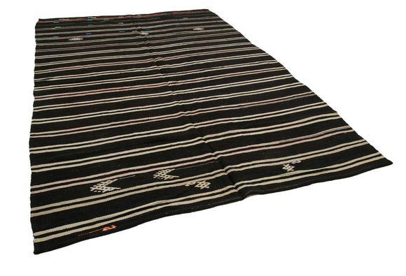 7x11 Brown Vintage Turkish Kilim Rug - 35413