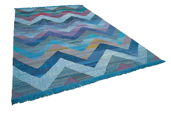 8x13 Blue Contemporary Area Rug - 35520