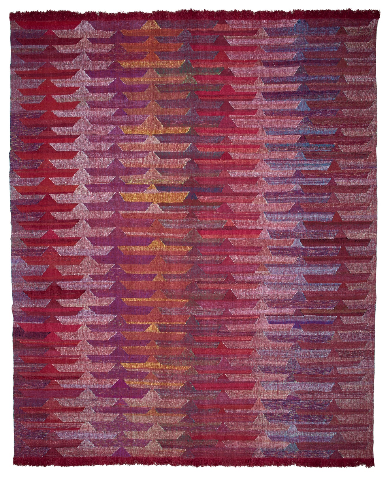 13x16 Red Turkish Geometric Wool Modern Area Rug 35543