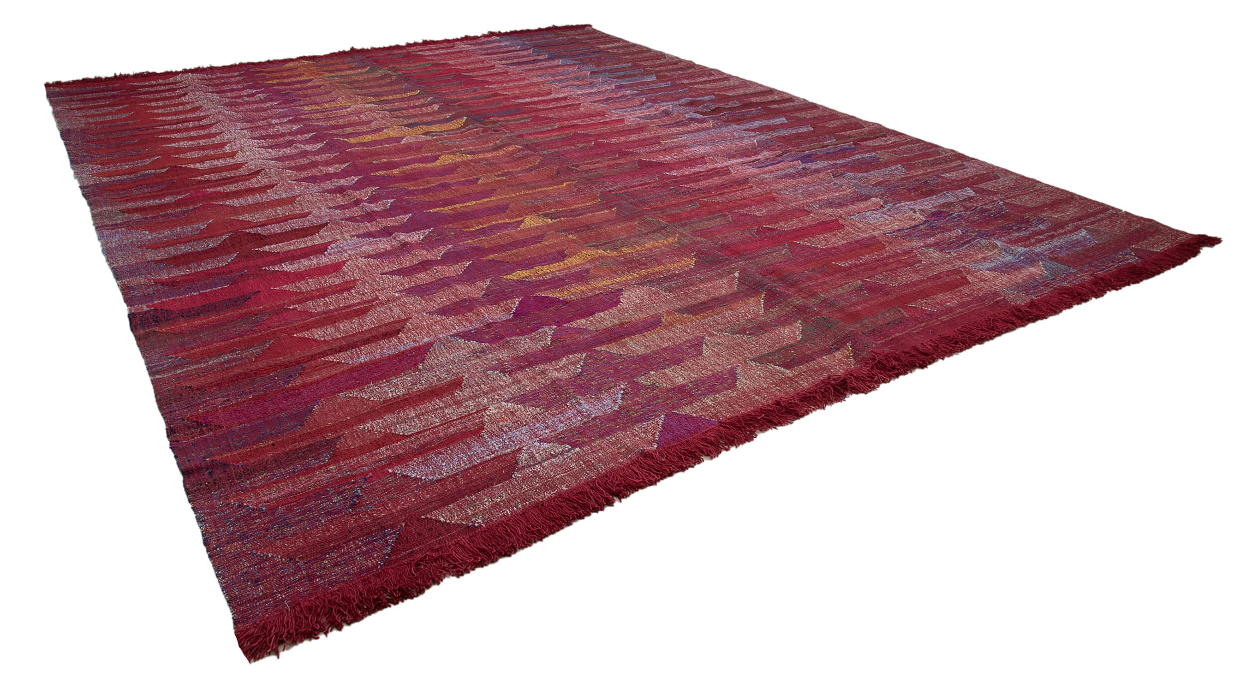 13x16 Red Turkish Geometric Wool Modern Area Rug 35543
