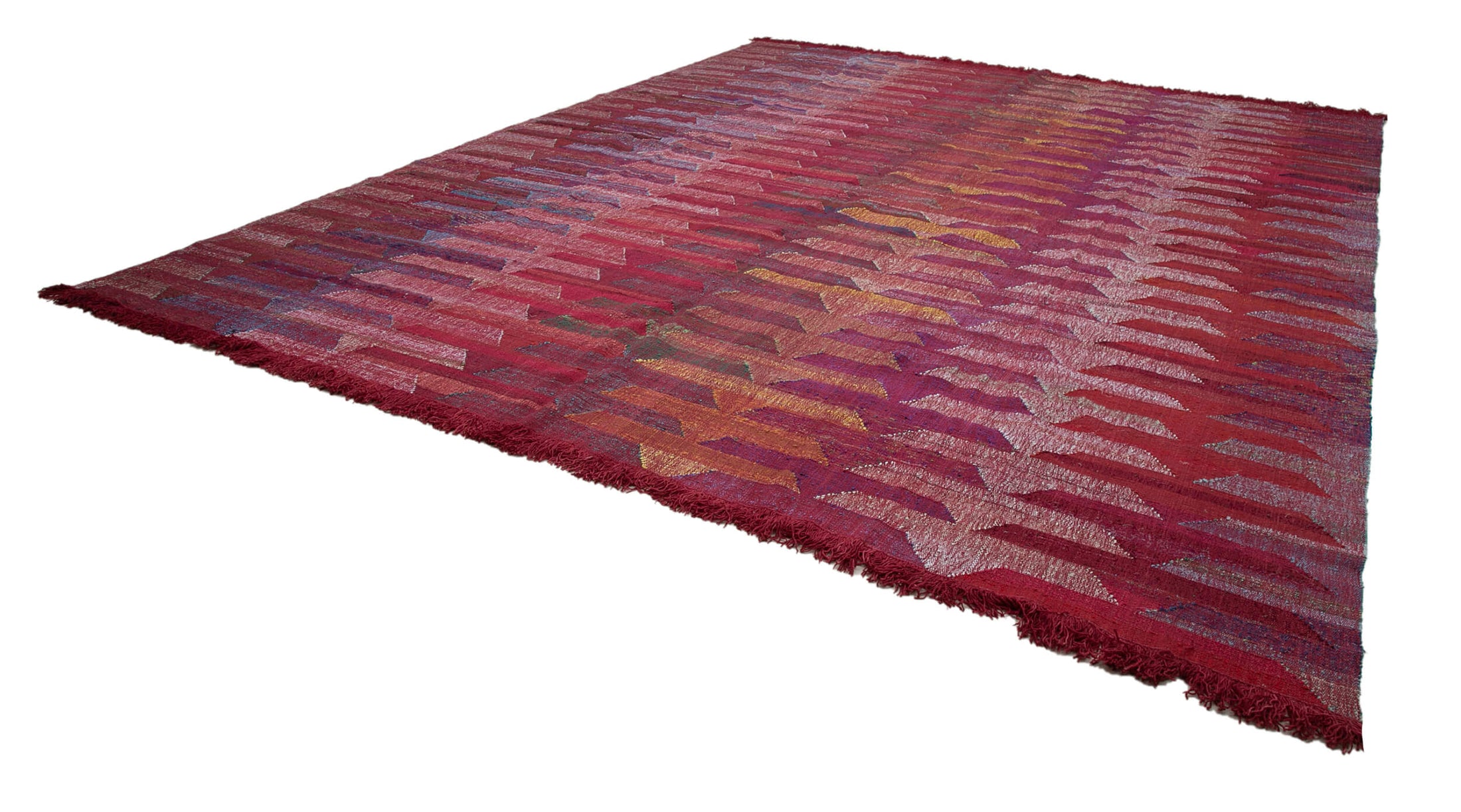 13x16 Red Turkish Geometric Wool Modern Area Rug 35543