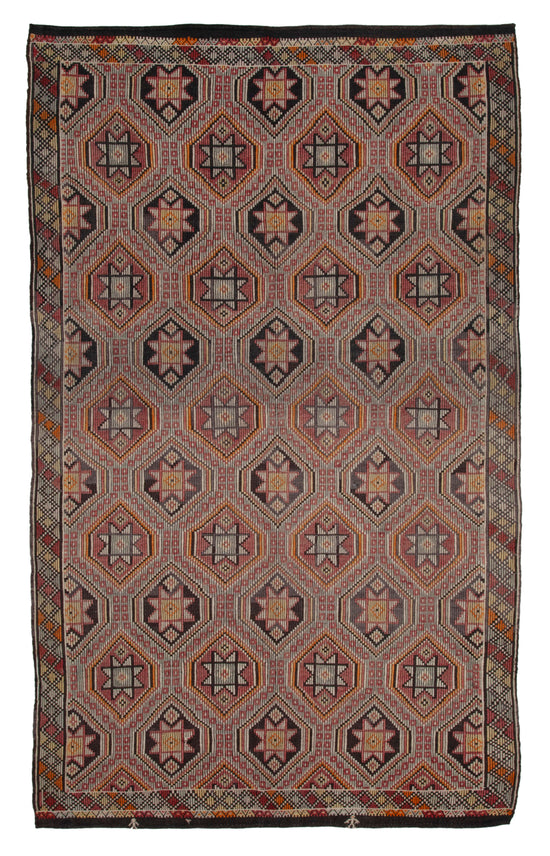 6x11 Brown Vintage Turkish Kilim Rug - 35556