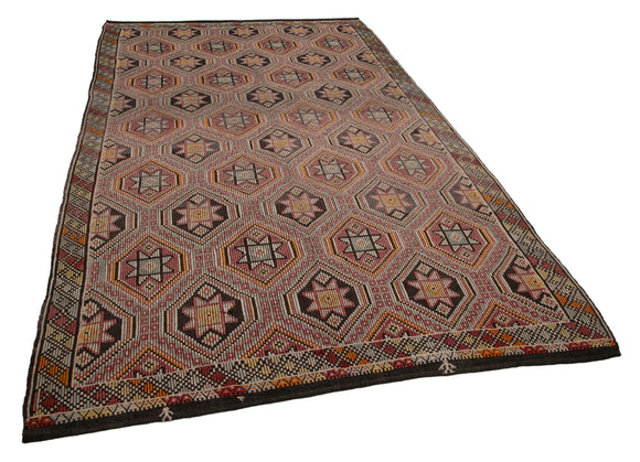 6x11 Brown Vintage Turkish Kilim Rug - 35556