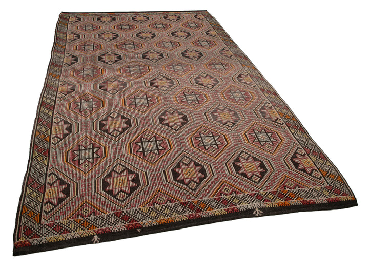 6x11 Brown Vintage Turkish Kilim Rug - 35556