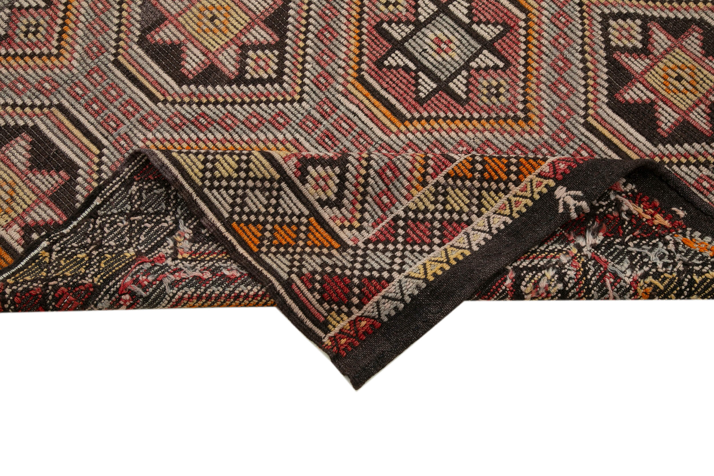 6x11 Brown Vintage Turkish Kilim Rug - 35556