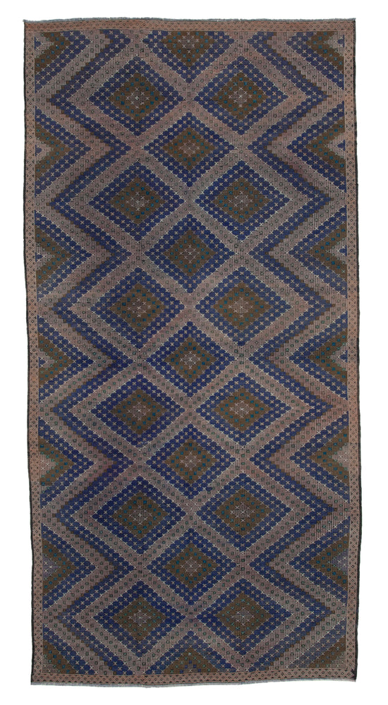 6x12 Brown Vintage Turkish Kilim Rug - 35557