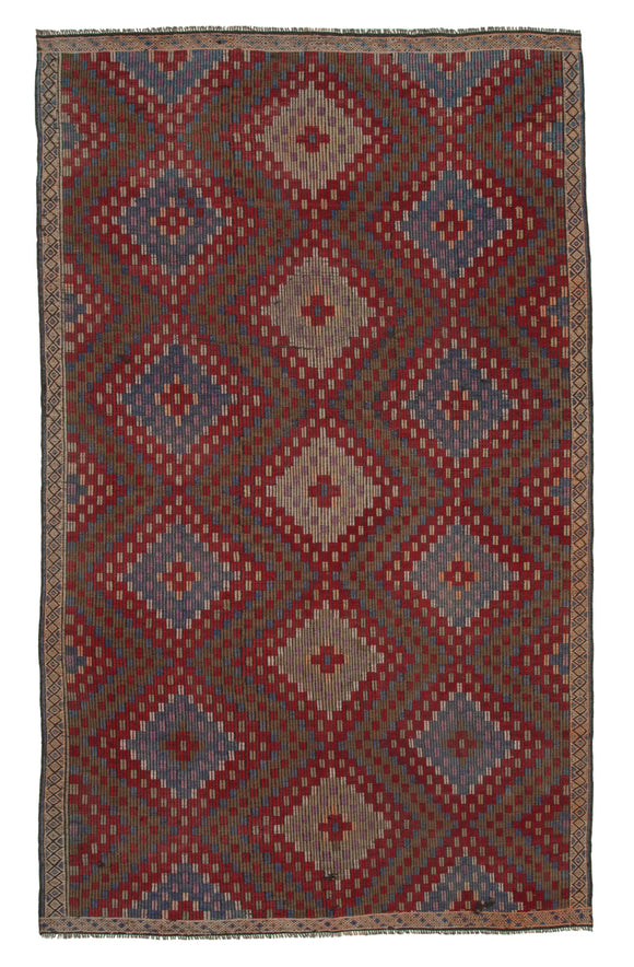6x10 Multicolor Vintage Turkish Kilim Rug - 35559
