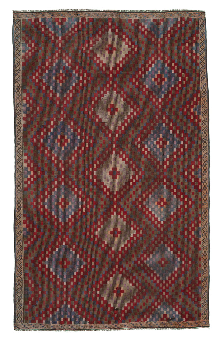 6x10 Multicolor Vintage Turkish Kilim Rug - 35559