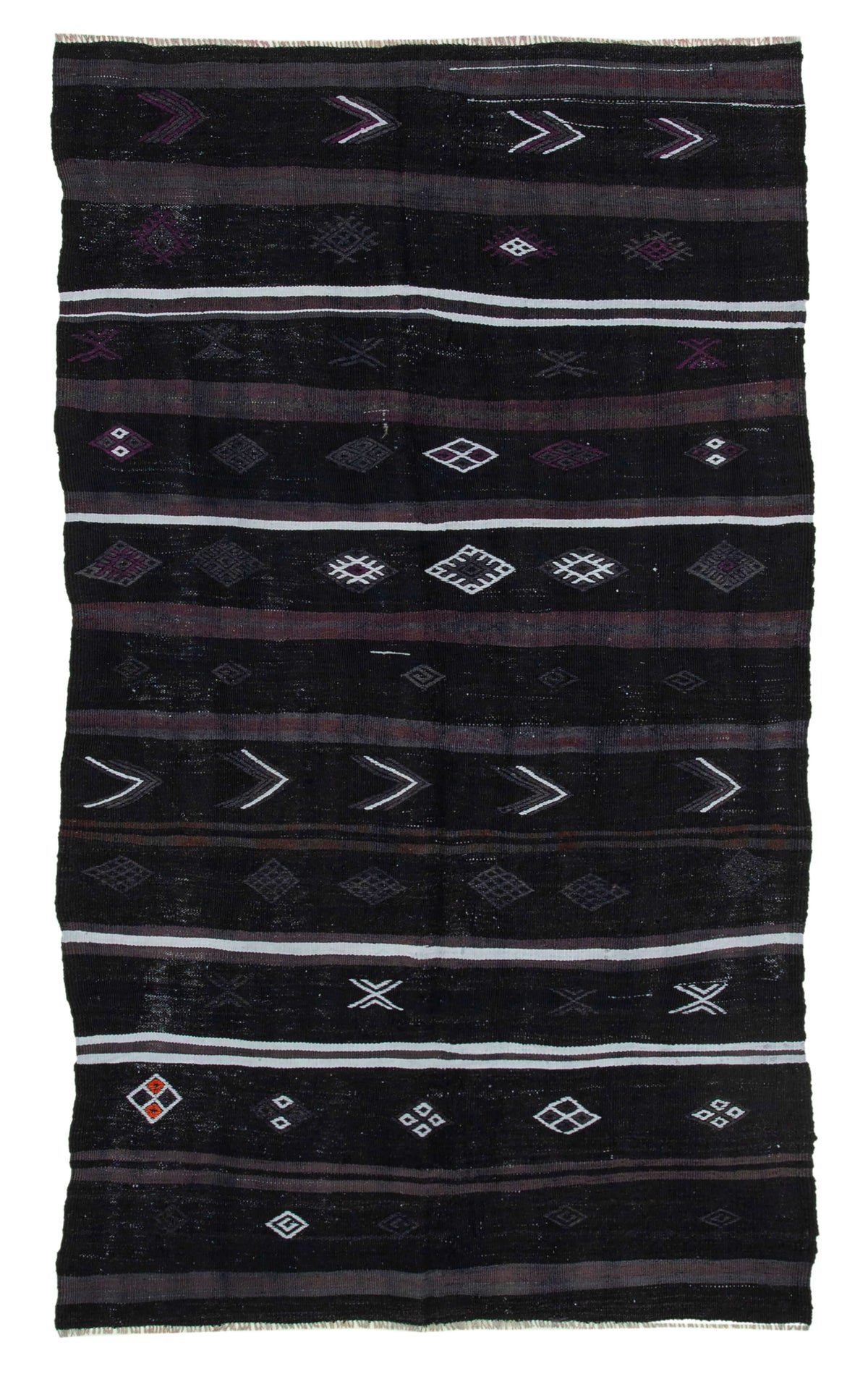 5x8 Black Vintage Turkish Kilim Rug - 35564