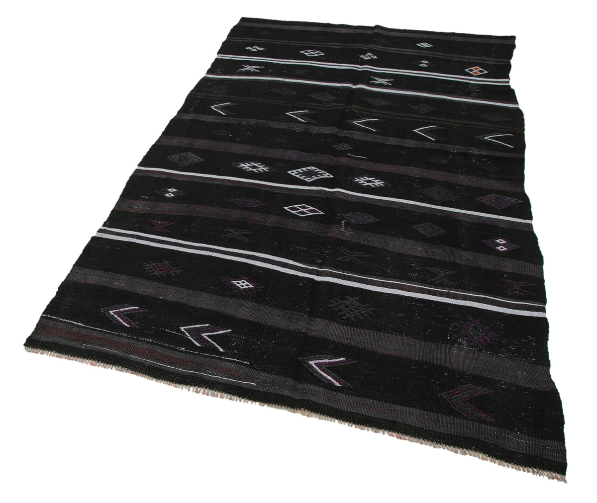 5x8 Black Vintage Turkish Kilim Rug - 35564