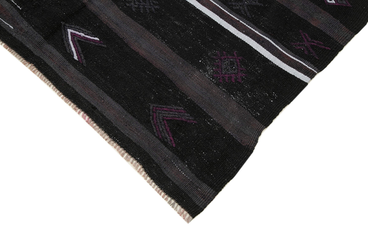 5x8 Black Vintage Turkish Kilim Rug - 35564