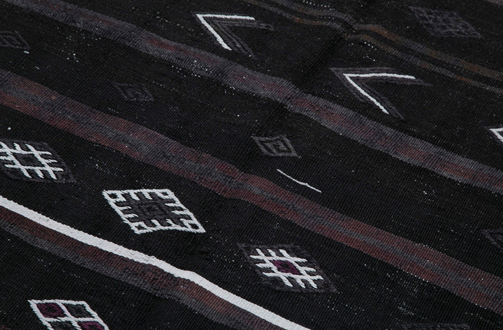 5x8 Black Vintage Turkish Kilim Rug - 35564