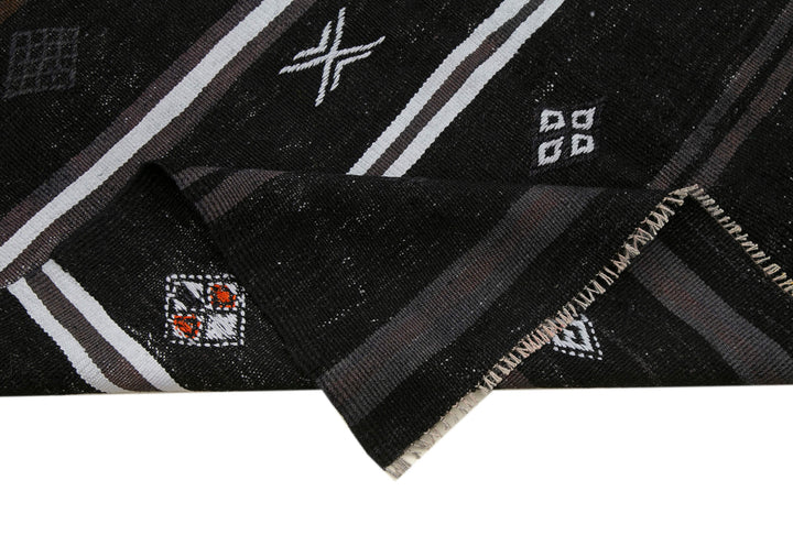 5x8 Black Vintage Turkish Kilim Rug - 35564