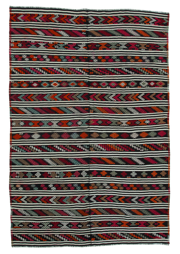6x10 Multicolor Vintage Turkish Kilim Rug - 35568