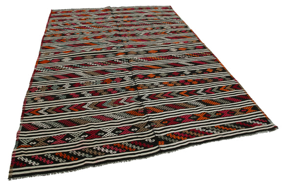 6x10 Multicolor Vintage Turkish Kilim Rug - 35568