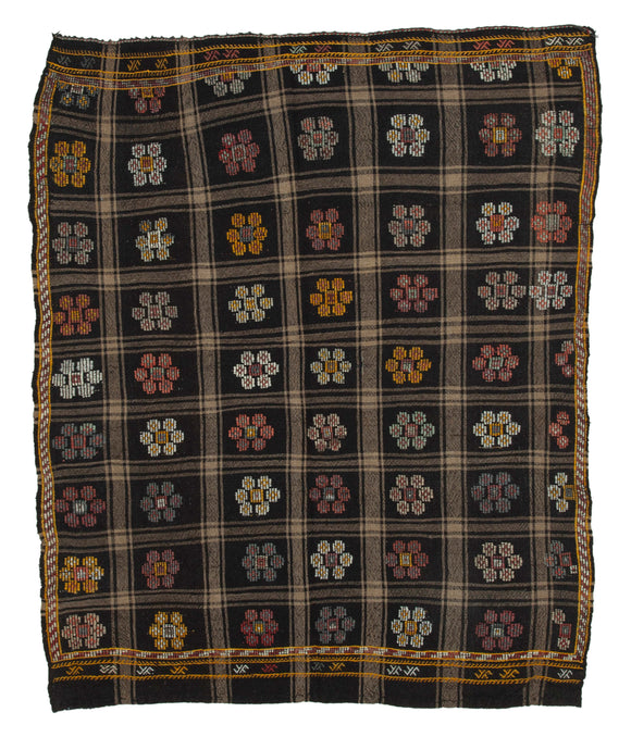 6x8 Brown Vintage Turkish Kilim Rug - 35573