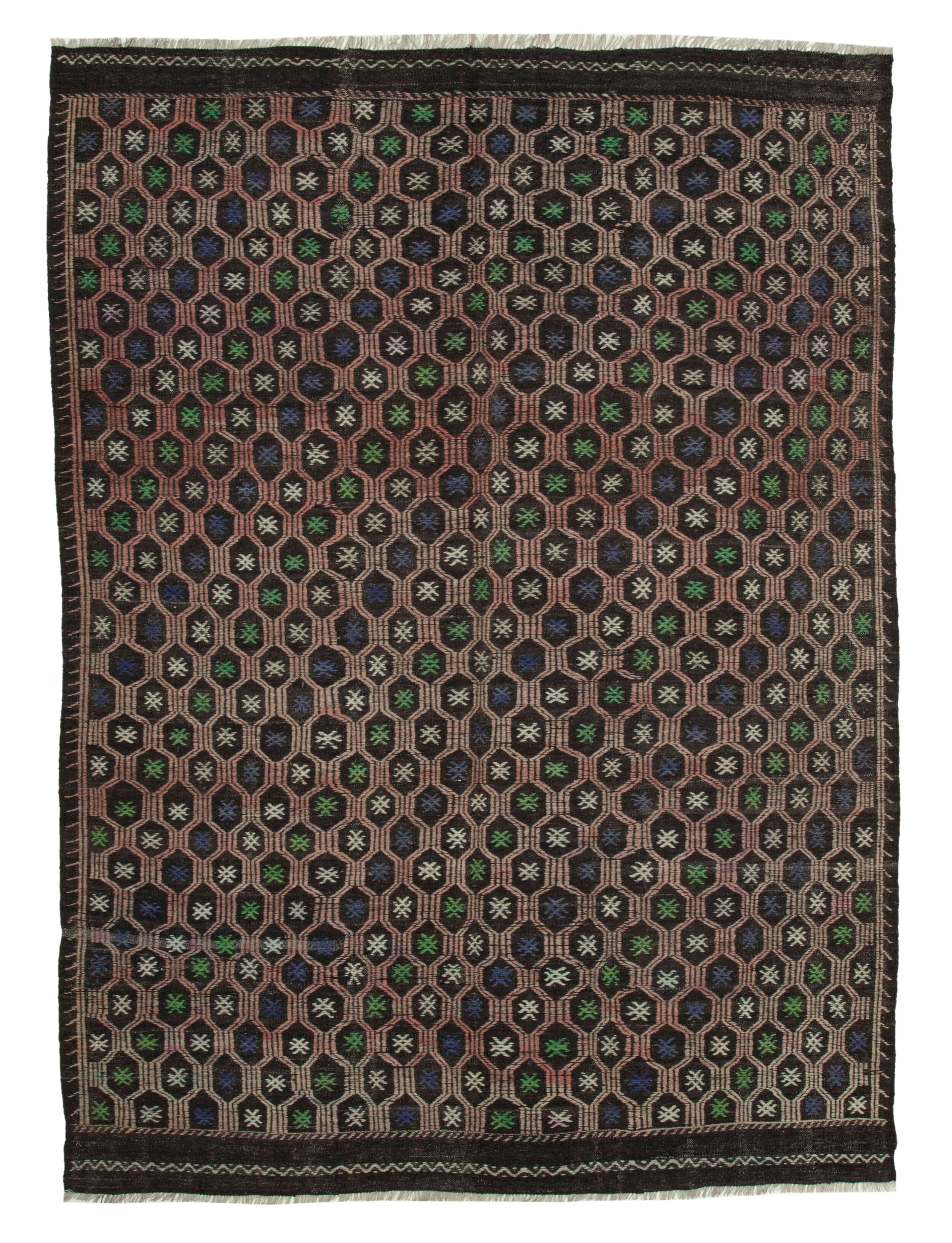 7x10 Brown Vintage Turkish Kilim Rug - 35574