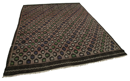 7x10 Brown Vintage Turkish Kilim Rug - 35574