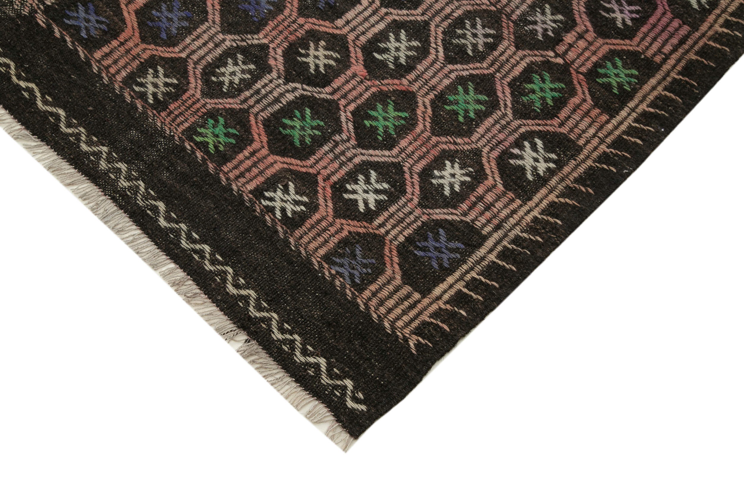 7x10 Brown Vintage Turkish Kilim Rug - 35574