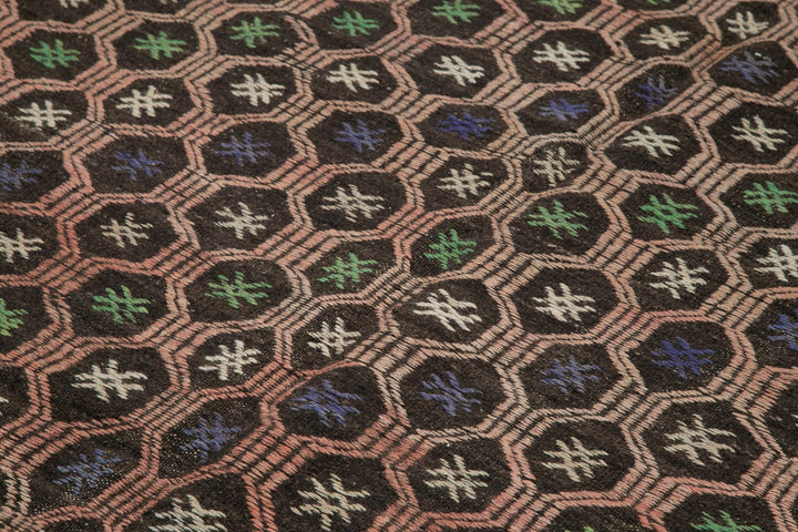 7x10 Brown Vintage Turkish Kilim Rug - 35574