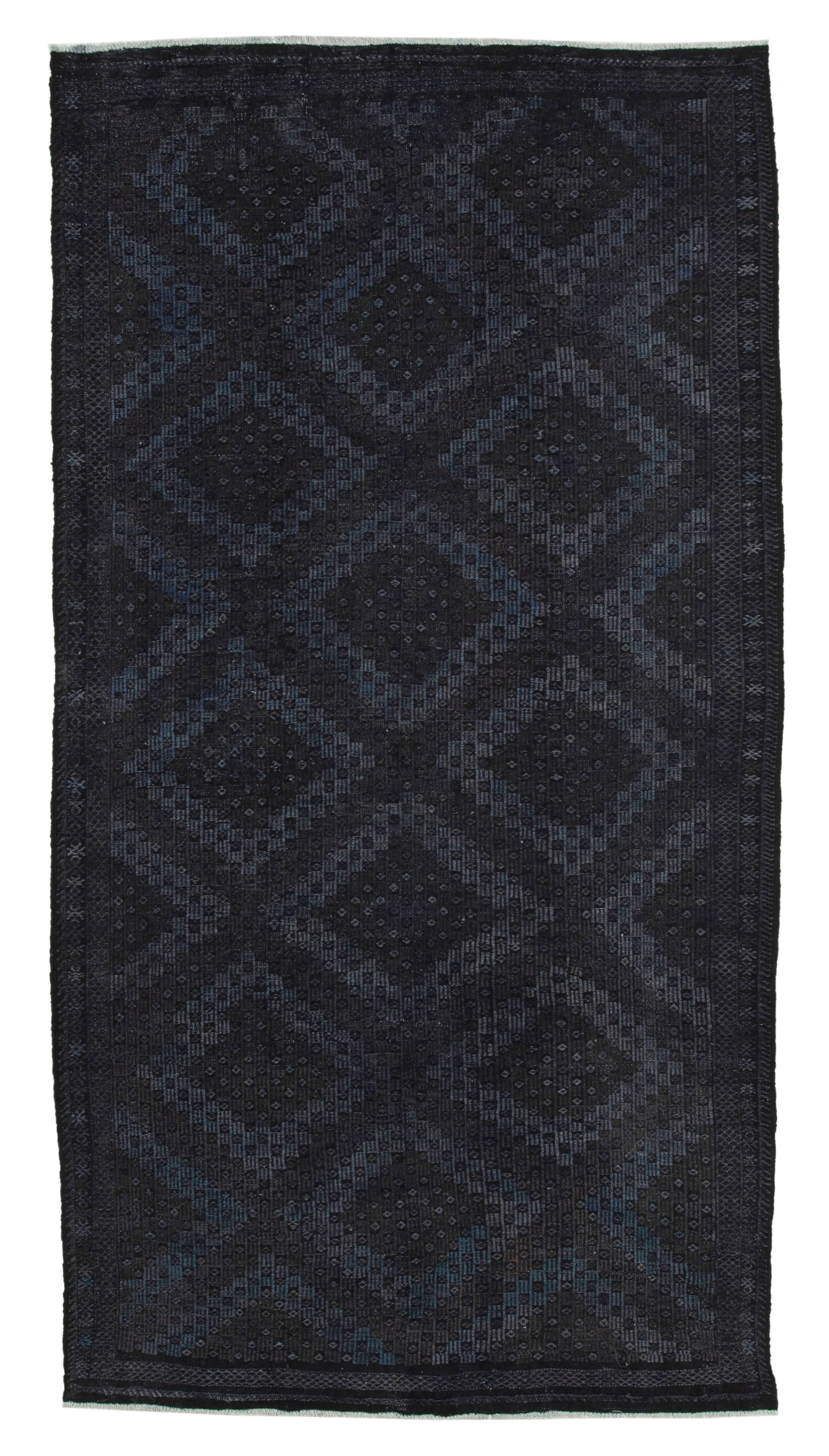 5x10 Black Vintage Turkish Kilim Rug - 35577