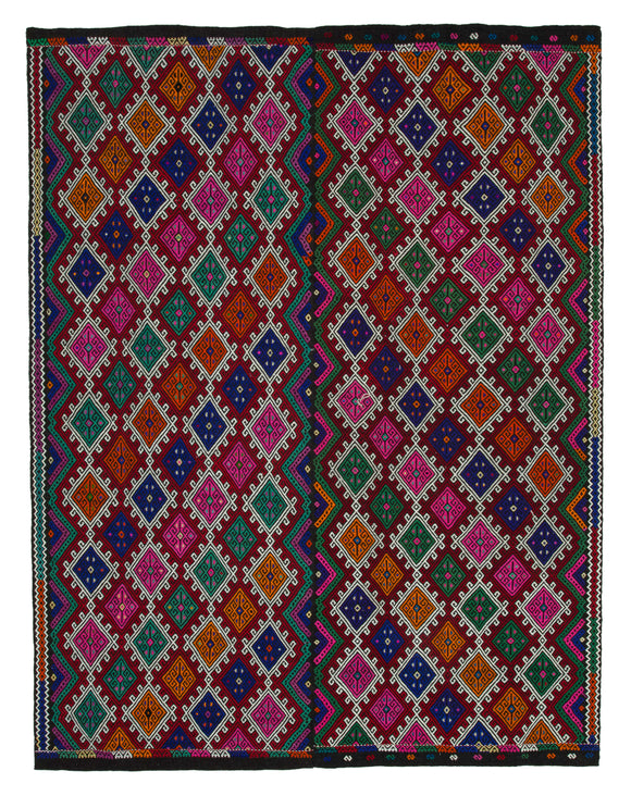 8x10 Multicolor Vintage Turkish Kilim Rug - 35583