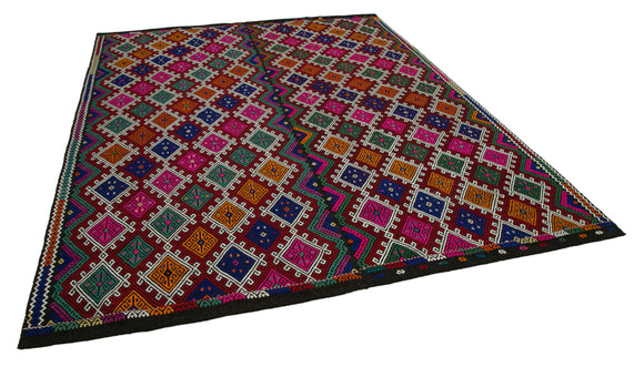 8x10 Multicolor Vintage Turkish Kilim Rug - 35583