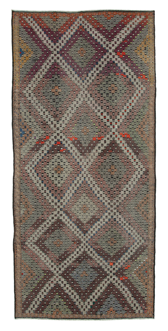 6x13 Beige Vintage Turkish Kilim Rug - 35584