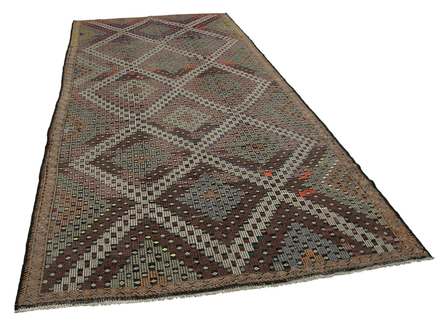 6x13 Beige Vintage Turkish Kilim Rug - 35584