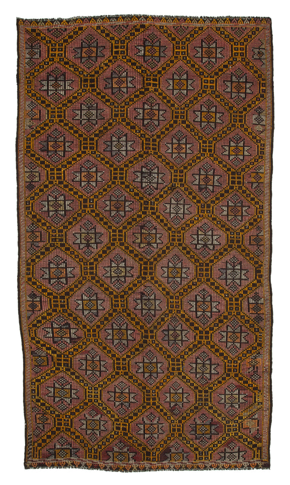 6x11 Brown Vintage Turkish Kilim Rug - 35594