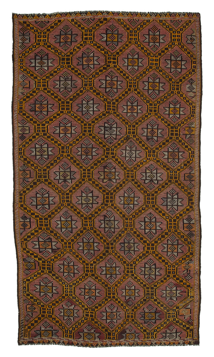 6x11 Brown Vintage Turkish Kilim Rug - 35594