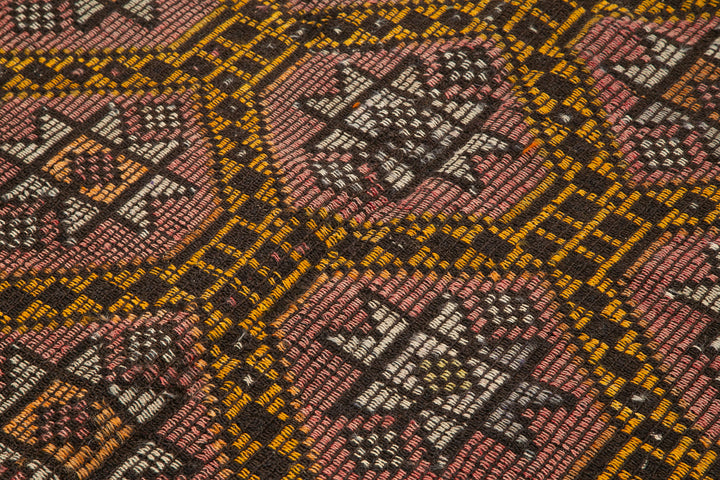 6x11 Brown Vintage Turkish Kilim Rug - 35594