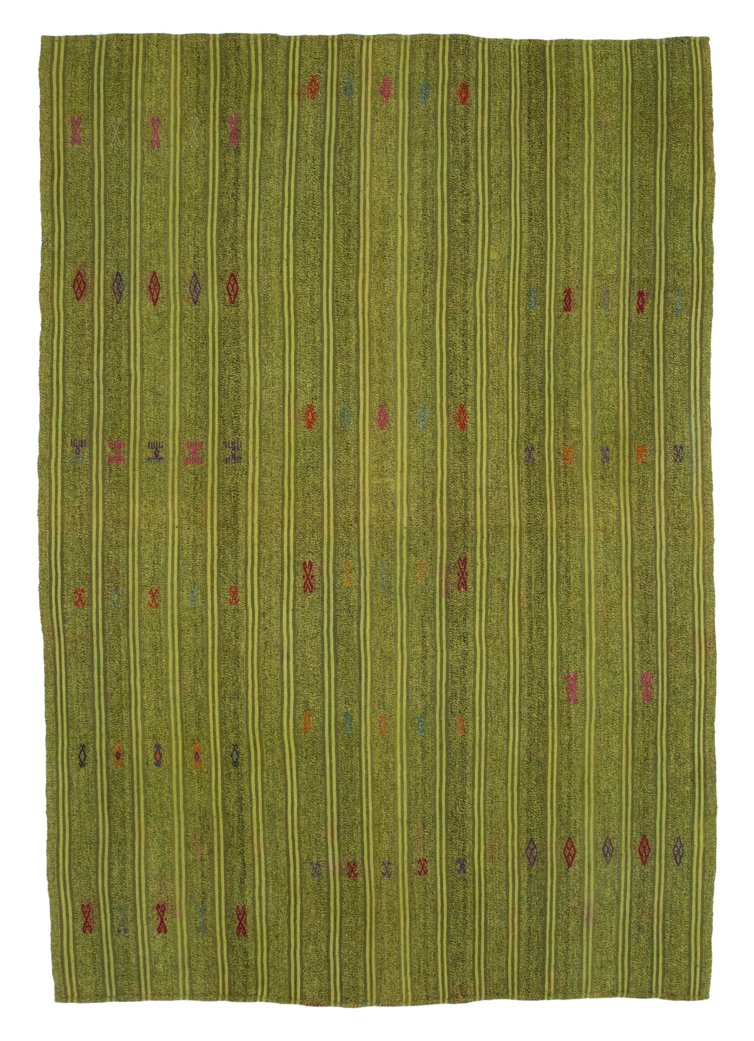 6x9 Green Vintage Turkish Kilim Rug - 35595