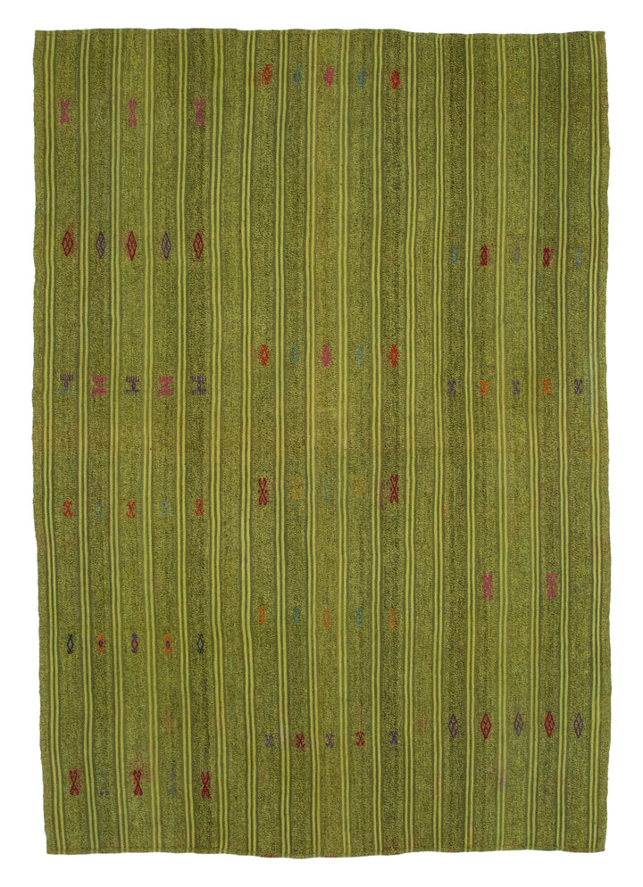 6x9 Green Vintage Turkish Kilim Rug - 35595