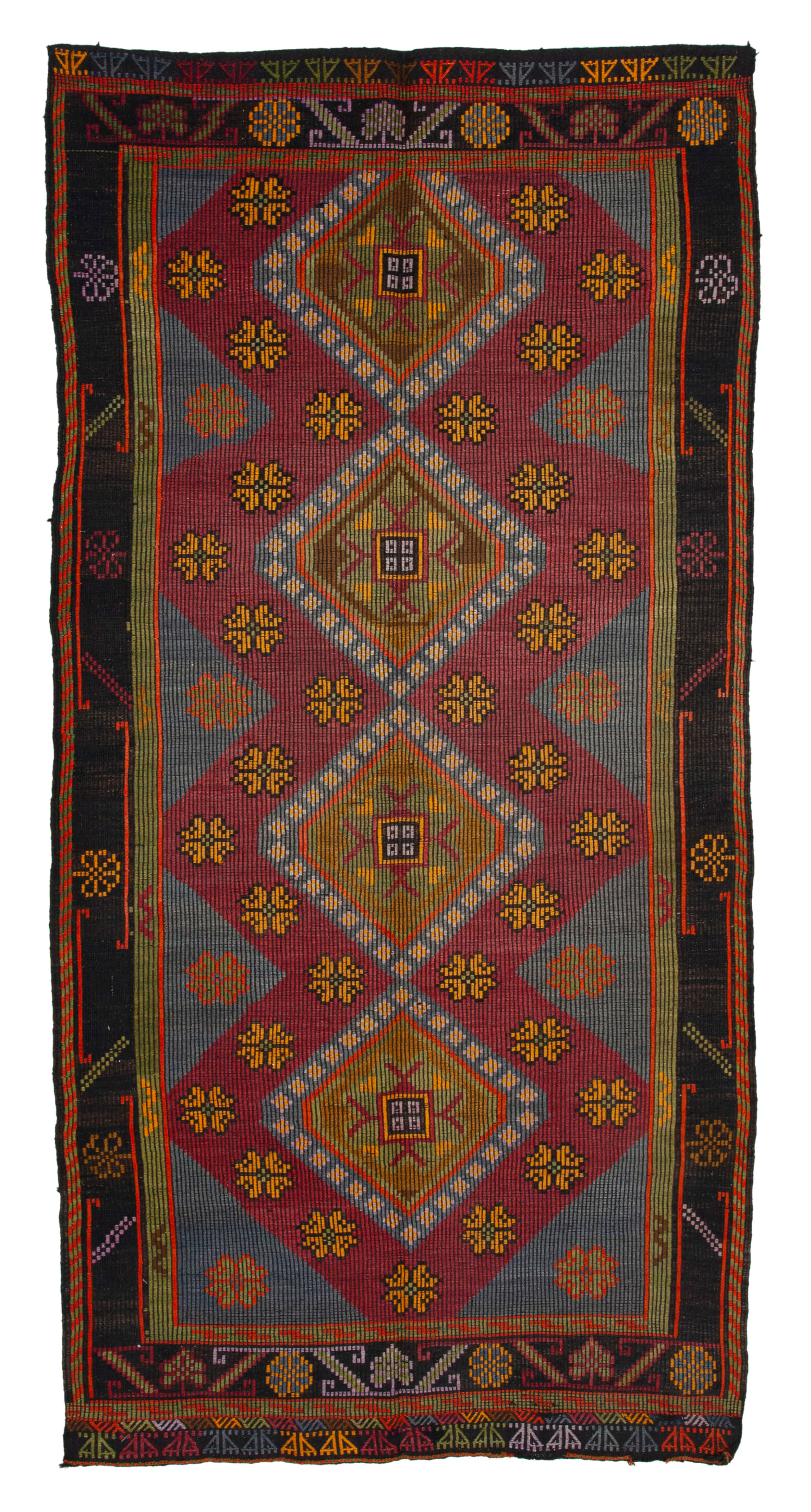 5x11 Brown Vintage Turkish Kilim Rug - 35596