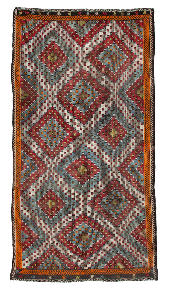 6x11 Multicolor Vintage Turkish Kilim Rug - 35601
