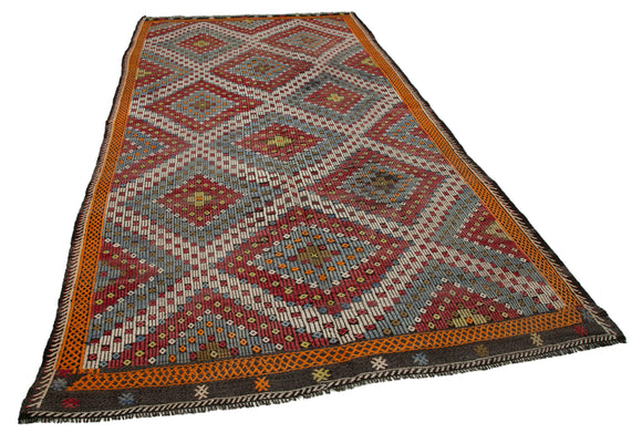 6x11 Multicolor Vintage Turkish Kilim Rug - 35601