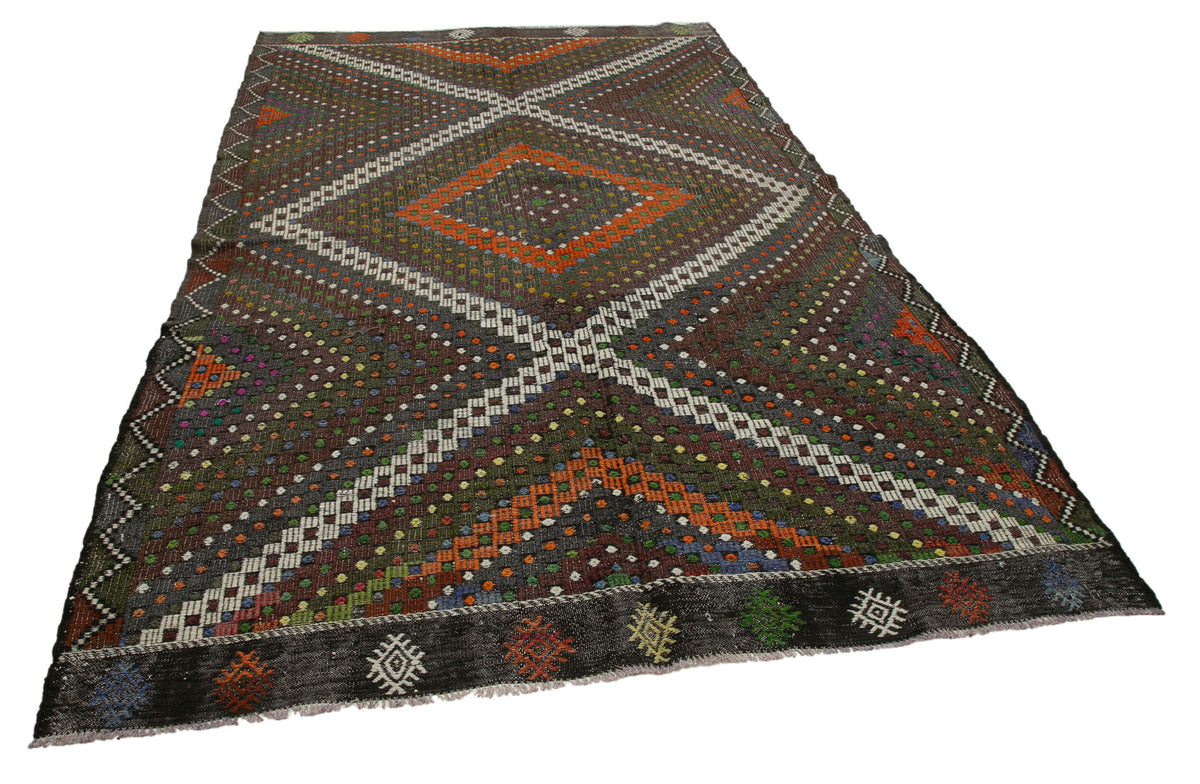 6x10 Brown Vintage Turkish Kilim Rug - 35603