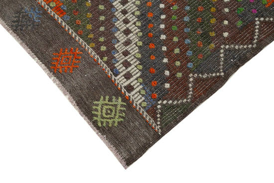 6x10 Brown Vintage Turkish Kilim Rug - 35603
