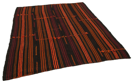 6x7 Brown Vintage Turkish Kilim Rug - 35606