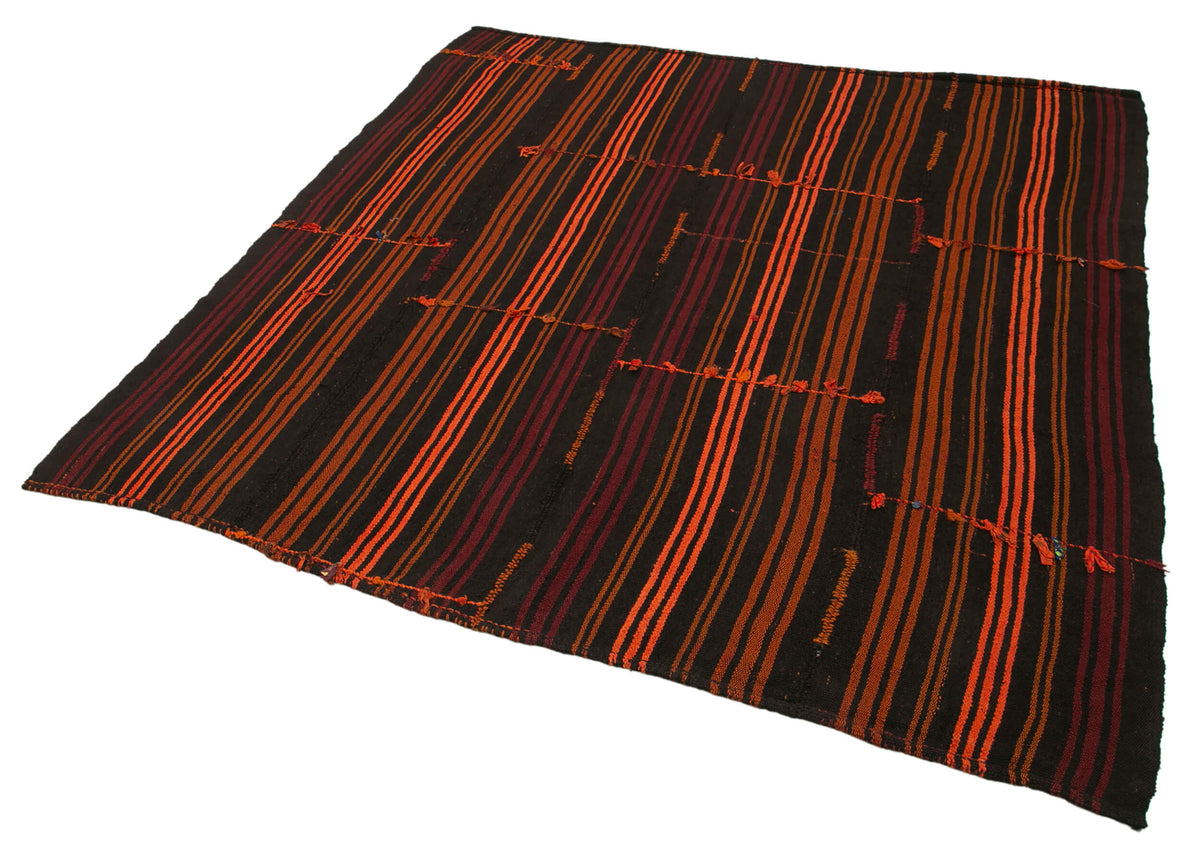 6x7 Brown Vintage Turkish Kilim Rug - 35606