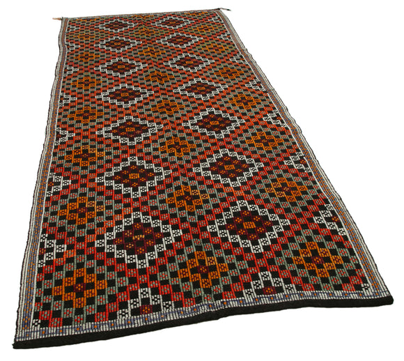 5x11 Multicolor Vintage Turkish Kilim Rug - 35607