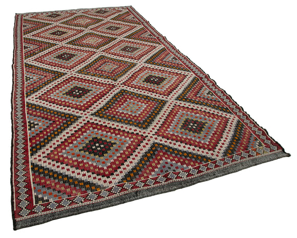 6x11 Multicolor Vintage Turkish Kilim Rug - 35610