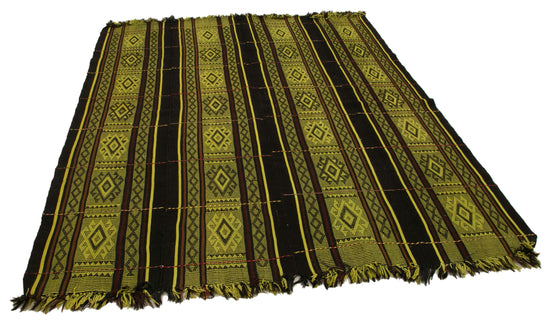 6x7 Yellow Vintage Turkish Kilim Rug - 35612