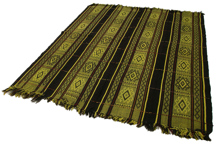 6x7 Yellow Vintage Turkish Kilim Rug - 35612