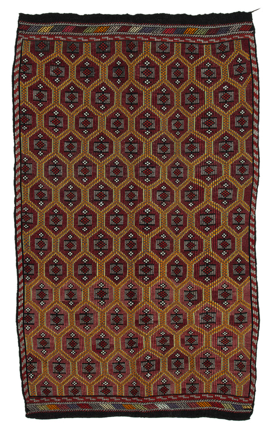 5x9 Brown Vintage Turkish Kilim Rug - 35613